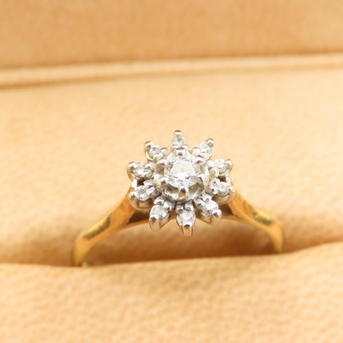 156 - Diamond Daisy Cluster Ring Mounted on a 18 Carat Yellow Gold Band Size O