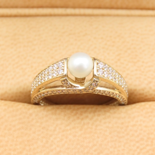 160 - Pearl Set Ring Mounted on 9 Carat Yellow Gold Band Size O