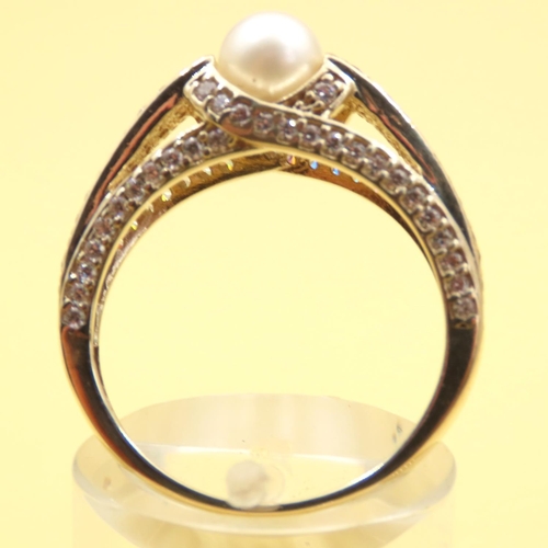 160 - Pearl Set Ring Mounted on 9 Carat Yellow Gold Band Size O