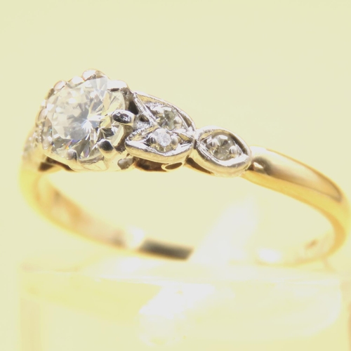 161 - Solitaire Diamond Ring Set in Platinum Mounted on 18 Carat Yellow Gold Band Size L