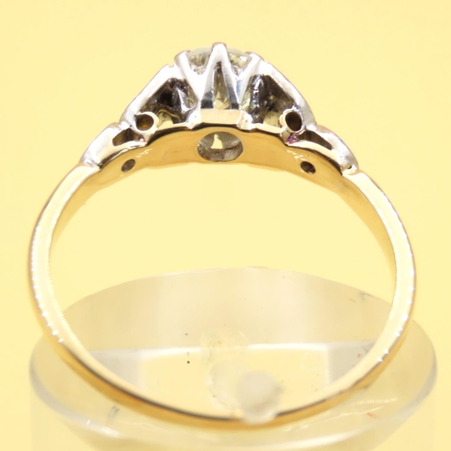 161 - Solitaire Diamond Ring Set in Platinum Mounted on 18 Carat Yellow Gold Band Size L