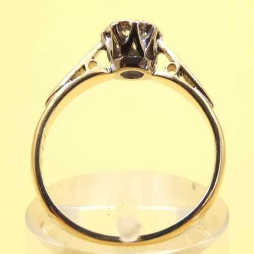162 - Solitaire Diamond Ring Set in Platinum Mounted on 18 Carat Yellow Gold Band Size L