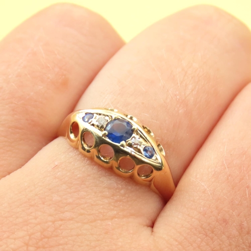 164 - Edwardian Sapphire and Diamond  Ring Mounted on 18 Carat Yellow Gold Band Size Q