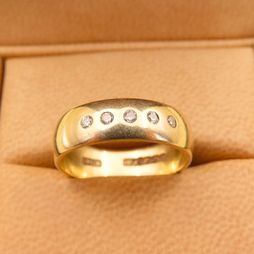 171 - Five Stone Diamond Flush Set Ring 18 Carat Yellow Gold Band Size Q