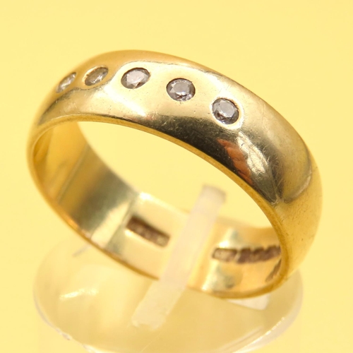 171 - Five Stone Diamond Flush Set Ring 18 Carat Yellow Gold Band Size Q