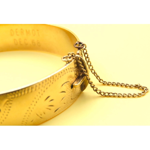 172 - 9 Carat Yellow Gold Floral Design Bracelet inner width 6cm