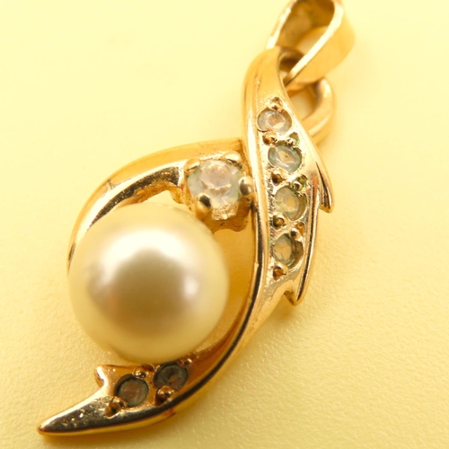 174 - Pair of Pearl and Gemstone Earrings Set in Silver Gilt with Matching Pearl AND Gemstone Silver Gilt ... 