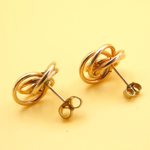 181 - Pair of 9 Carat Yellow White and Rose Gold Knot Motif Earrings