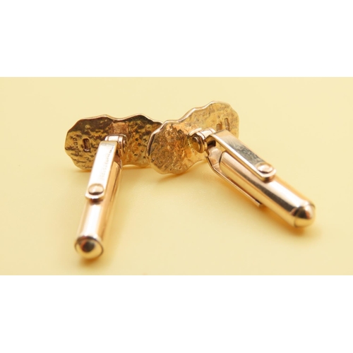 184 - Pair of 9 Carat Yellow Gold Nugget Form Ladies or Gents Cufflinks Attractively Detailed