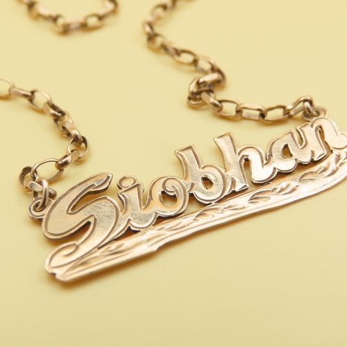 185 - Siobhan 9 Carat Yellow Gold Pendant Necklace Pendant 4cm Wide Approximately Chain 50cm Long