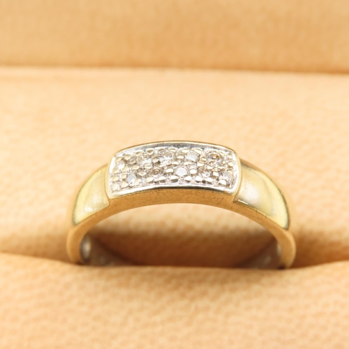 190 - Diamond Panel Form Rubover Set 9 Carat Gold Ring