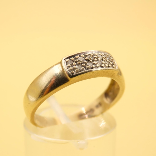 190 - Diamond Panel Form Rubover Set 9 Carat Gold Ring