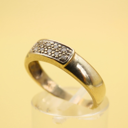 190 - Diamond Panel Form Rubover Set 9 Carat Gold Ring