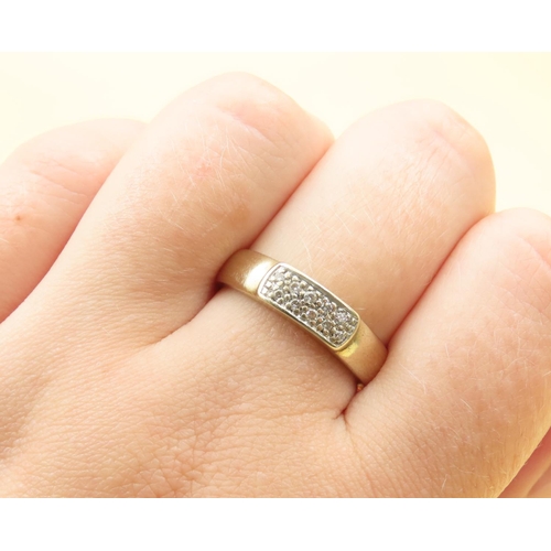 190 - Diamond Panel Form Rubover Set 9 Carat Gold Ring