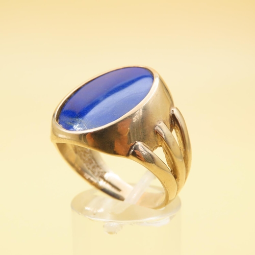 194 - Lapis Lazuli Panel Set Ring Mounted on 9 Carat Yellow Gold Ring Size U