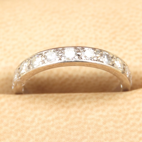 20 - Diamond Set 18 Carat White Gold Ring Rubover Setting Band Size N and a Half