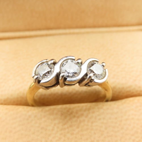 202 - Diamond Three Stone Half Bezel Set Diamond Ring Set in 18 Carat White Gold Mounted on 18 Carat Yello... 