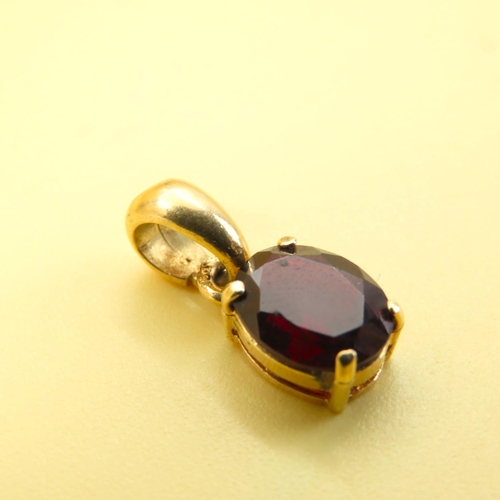 205 - Red Garnet Pendant Set in 18 Carat Yellow Gold 2cm High