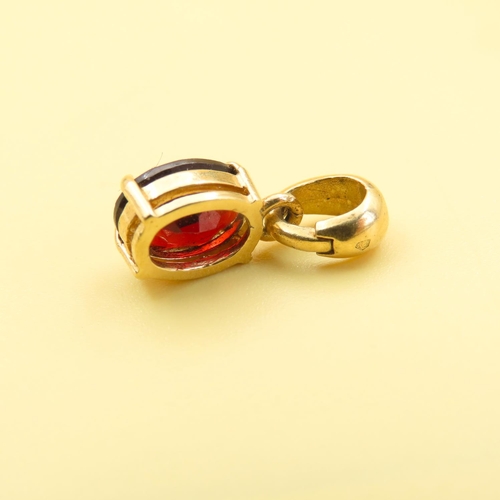 205 - Red Garnet Pendant Set in 18 Carat Yellow Gold 2cm High