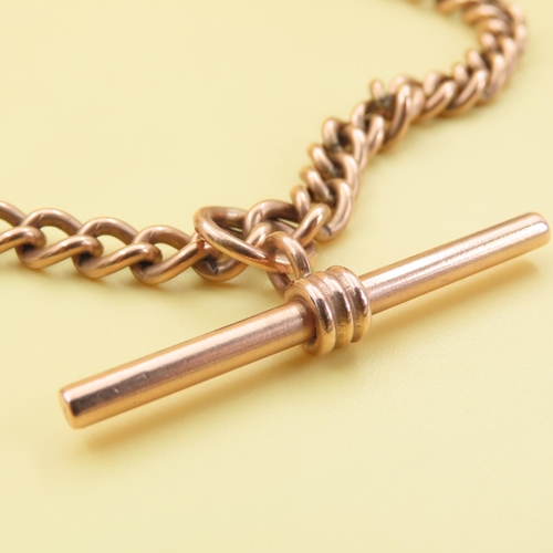 209 - 9 Carat Rose Gold Curb Link T-Bar Pocket Watch Chain or Necklace 54cm Long 41.7 Grams