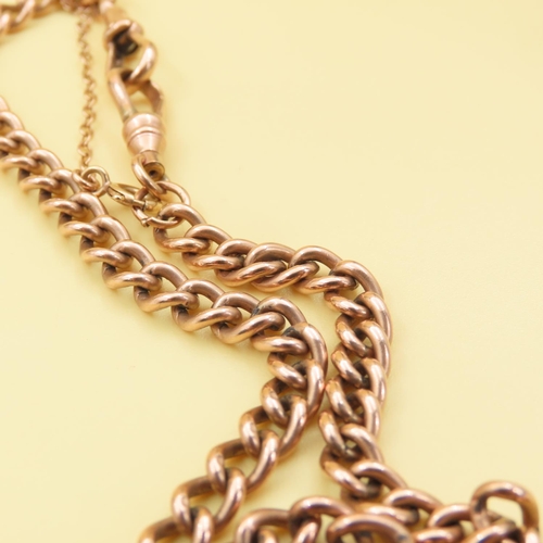 209 - 9 Carat Rose Gold Curb Link T-Bar Pocket Watch Chain or Necklace 54cm Long 41.7 Grams