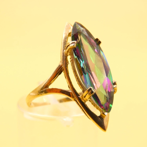 221 - Mystic Topaz 9 Carat Yellow Gold Ring Attractively Set Size N