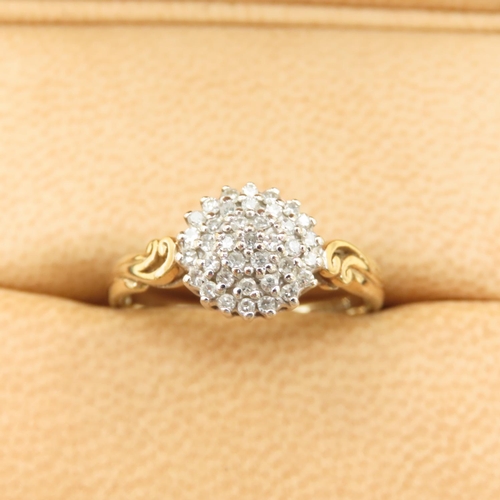 225 - Diamond Ladies Cluster Ring Mounted on 9 Carat Yellow Gold Band Ring Size N and a Half