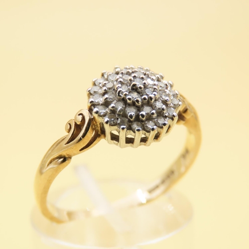 225 - Diamond Ladies Cluster Ring Mounted on 9 Carat Yellow Gold Band Ring Size N and a Half