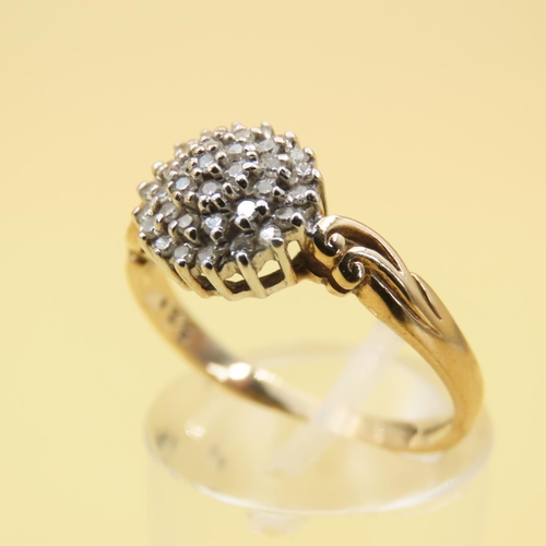 225 - Diamond Ladies Cluster Ring Mounted on 9 Carat Yellow Gold Band Ring Size N and a Half