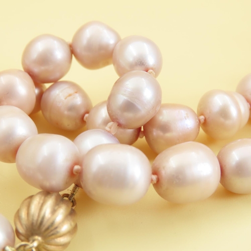 228 - Pearl Necklace 14 Carat Yellow Gold Clasp Single Strand 44cm Long