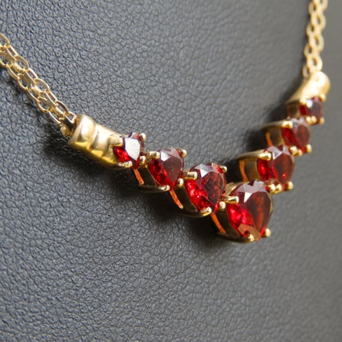 232 - Garnet Set Necklace Mounted on 9 Carat Yellow Gold Further Set on 9 Carat Yellow Gold Chain 42cm Lon... 