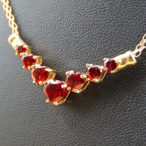 232 - Garnet Set Necklace Mounted on 9 Carat Yellow Gold Further Set on 9 Carat Yellow Gold Chain 42cm Lon... 