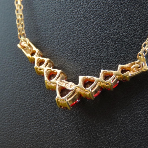 232 - Garnet Set Necklace Mounted on 9 Carat Yellow Gold Further Set on 9 Carat Yellow Gold Chain 42cm Lon... 