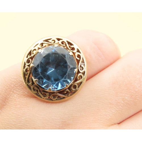 234 - Blue Topaz Statement Ring Mounted on 9 Carat Yellow Gold Ring Size K and a Half