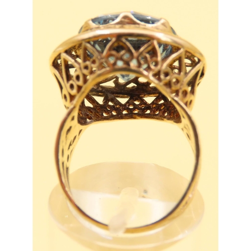 234 - Blue Topaz Statement Ring Mounted on 9 Carat Yellow Gold Ring Size K and a Half