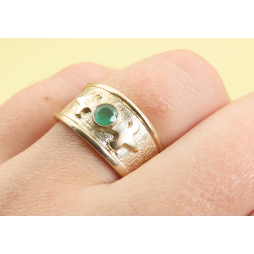 235 - Emerald Set 9 Carat Yellow Gold Band Ring Size P