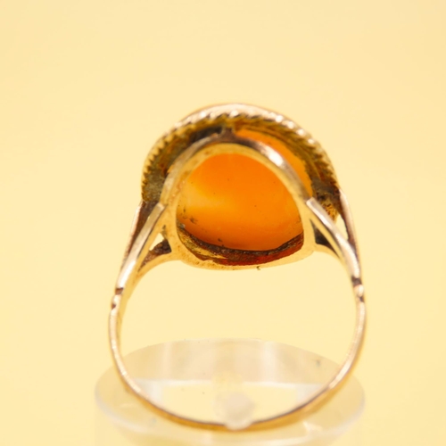 237 - 9 Carat Yellow Gold Cameo Ring Oval Form Lady Side Profile Size O