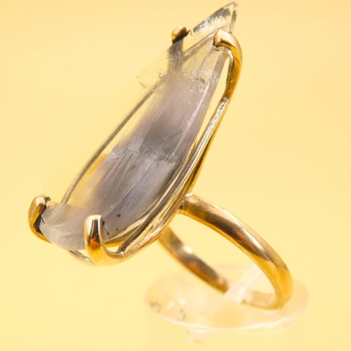 239 - 9 Carat Yellow Gold Modernist Form Four Claw Set Quartz Mounted Statement Ring