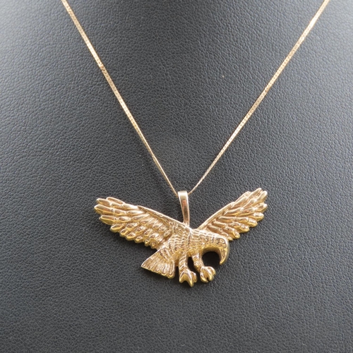 247 - 9 Carat Yellow Gold Eagle Motif Pendant Necklace Further Set on 10 Carat Yellow Gold Chain 46cm Long... 