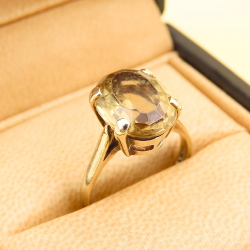 248 - Smokey Quartz Statement Ring Oval Cut Four Claw Setting Mounted on 9 Carat Yellow Gold Band Ring Siz... 