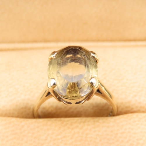 248 - Smokey Quartz Statement Ring Oval Cut Four Claw Setting Mounted on 9 Carat Yellow Gold Band Ring Siz... 