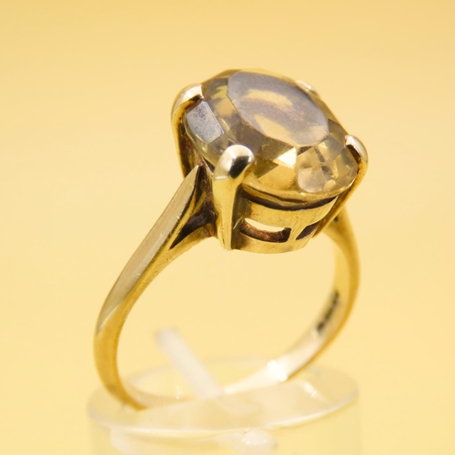 248 - Smokey Quartz Statement Ring Oval Cut Four Claw Setting Mounted on 9 Carat Yellow Gold Band Ring Siz... 