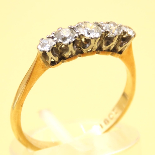 25 - Five Stone Diamond Ring Mounted on 18 Carat Yellow Gold Band Size O and a Half