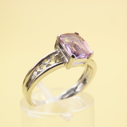 257 - Emerald Cut Ametrine and White Topaz Ring Mounted on 9 Carat White Gold Band Size N