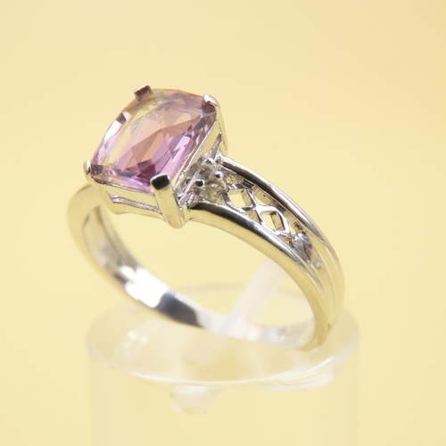 257 - Emerald Cut Ametrine and White Topaz Ring Mounted on 9 Carat White Gold Band Size N