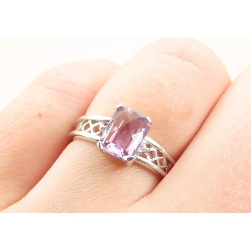 257 - Emerald Cut Ametrine and White Topaz Ring Mounted on 9 Carat White Gold Band Size N