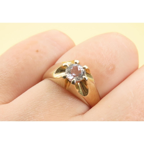 258 - Glacier Topaz Set Statement Solitaire Ring Mounted on 9 Carat Yellow Gold Band Size N