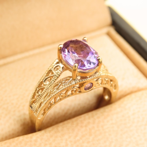 259 - Amethyst Solitaire Ring Mounted on 9 Carat Yellow Gold Band Size N