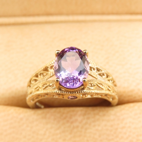 259 - Amethyst Solitaire Ring Mounted on 9 Carat Yellow Gold Band Size N