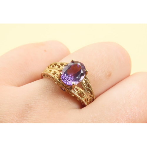 259 - Amethyst Solitaire Ring Mounted on 9 Carat Yellow Gold Band Size N